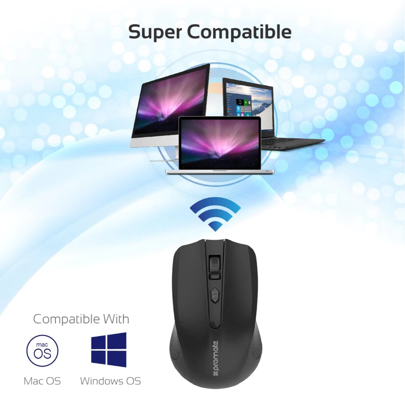 PROMATE Clix-8 2.4GHz Wireless Ergonomic Optical Mouse