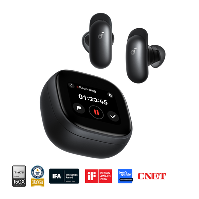 Anker Liberty 5 Pro Max Earbuds with AI Note-Taker Smart Case-Black