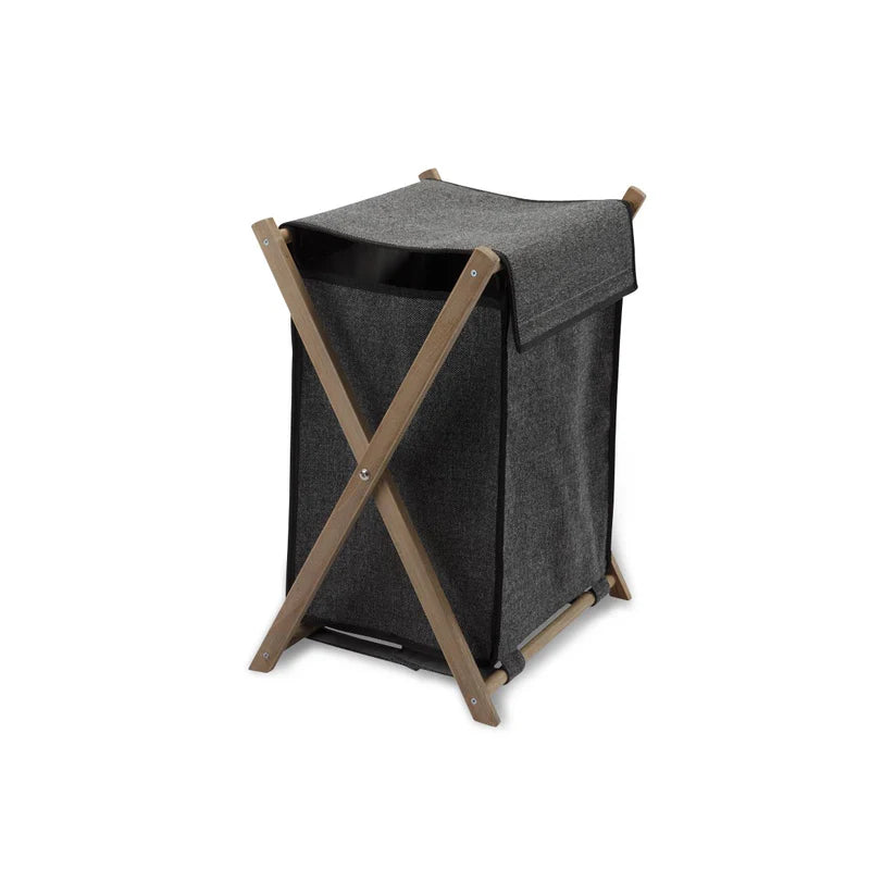 Aquanova Dali Laundry Basket – 103L Foldable Wooden Frame – Dark Gray