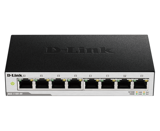 محول جيجابت ذكي مُدار بـ 8 منافذ من دي لينك