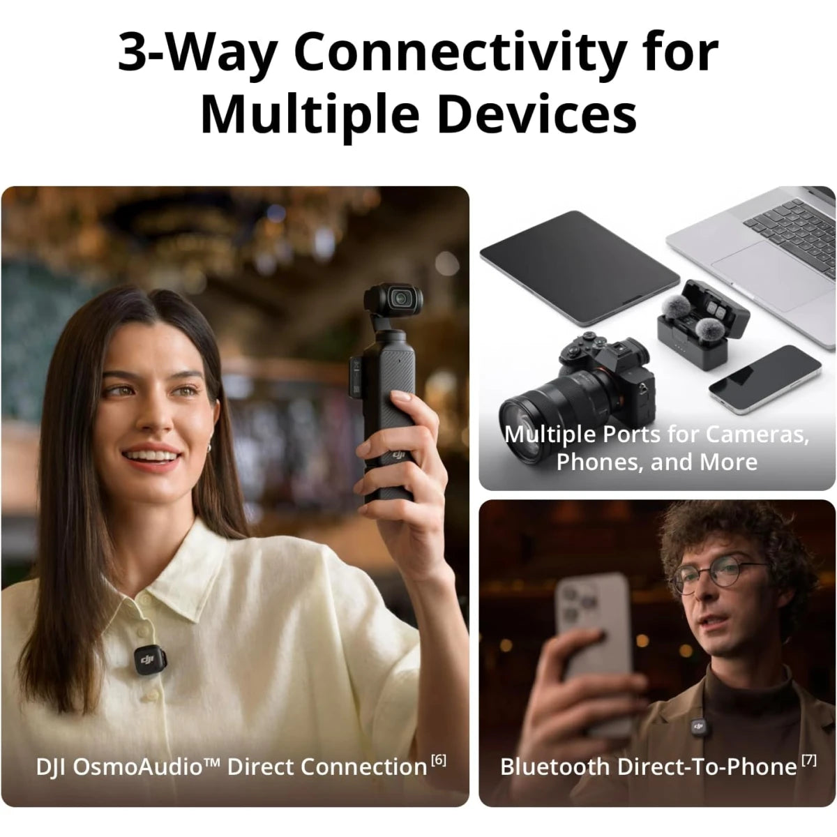 ميكروفون لاسلكي صغير الحجم من DJI Mic 3 (جهاز إرسال واحد + جهاز استقبال واحد)
