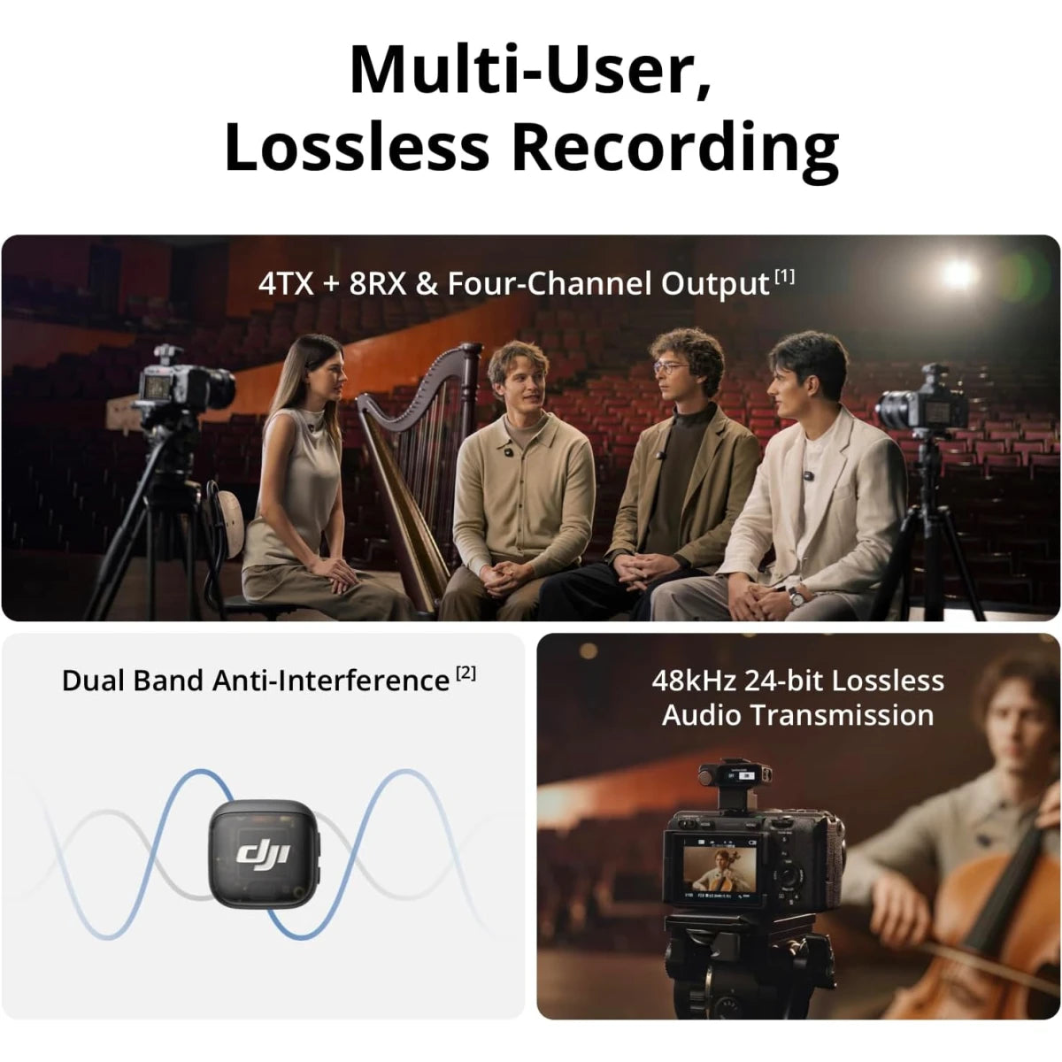 ميكروفون لاسلكي صغير الحجم من DJI Mic 3 (جهاز إرسال واحد + جهاز استقبال واحد)
