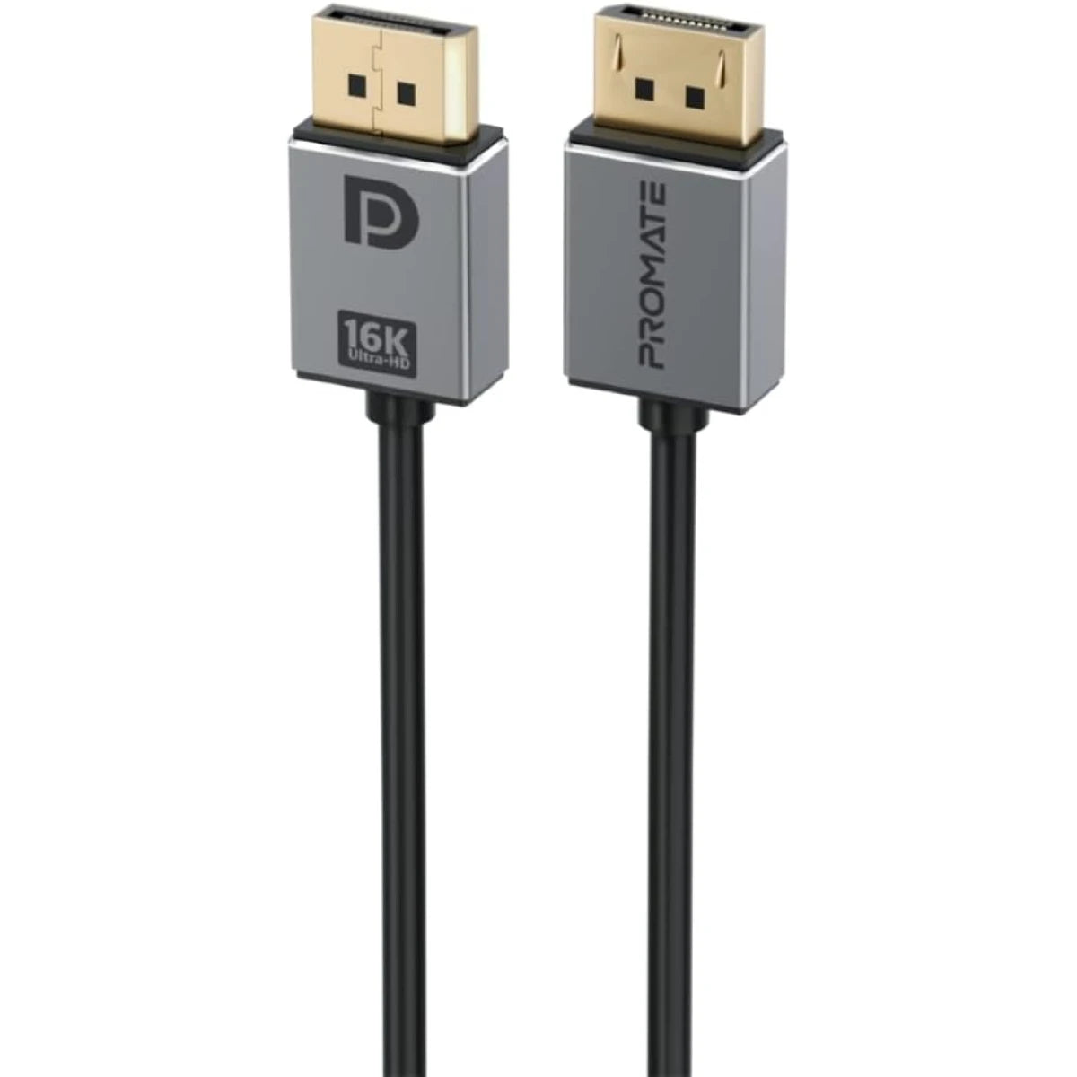 Promate DPLink-16K DisplayPort 2.0 Cable, Premium Ultra HD 16K@60Hz Video Display Cord, Gold Plated Connectors, 2m Super Slim Cable