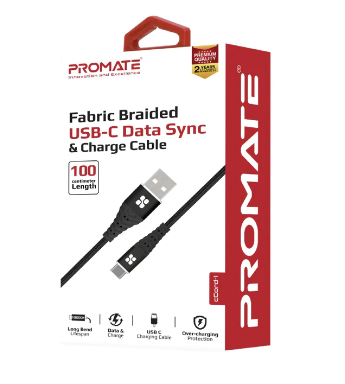 PROMATE Fabric Braided USB-C Data Sync & Charge Cable