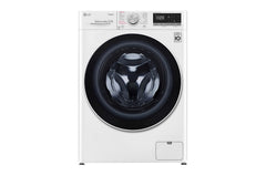 LG F4V5VYP0W 9kg Front Load Washing Machine – 1400 RPM, AI DD, Steam & ThinQ, White – View 1