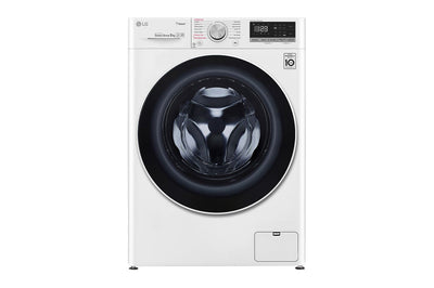 LG F4V5VYP0W 9kg Front Load Washing Machine – 1400 RPM, AI DD, Steam & ThinQ, White – View 1