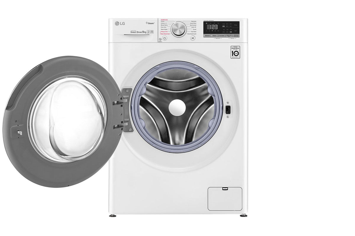 LG F4V5VYP0W 9kg Front Load Washing Machine – 1400 RPM, AI DD, Steam & ThinQ, White – View 2