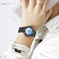 Casio LRW-200H-2E Analog Ladies Round Dial Fashionable diver design Resin Strap Date Quartz Watch