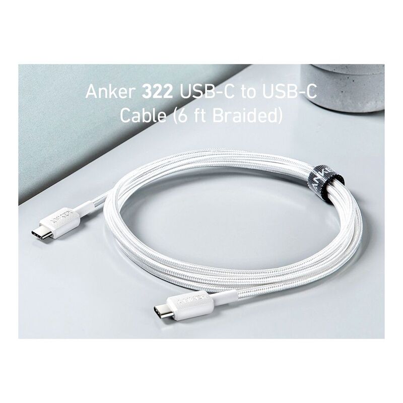 Anker 322 USB-C to USB-C Cable (6ft Braided) - White