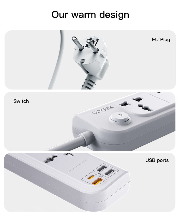 Yesido PD 20W & QC 3.0 Socket 3250W Fast Charging EU Plug - White Yesido PD 20W & QC 3.0 Socket 3250W Fast Charging EU Plug - White