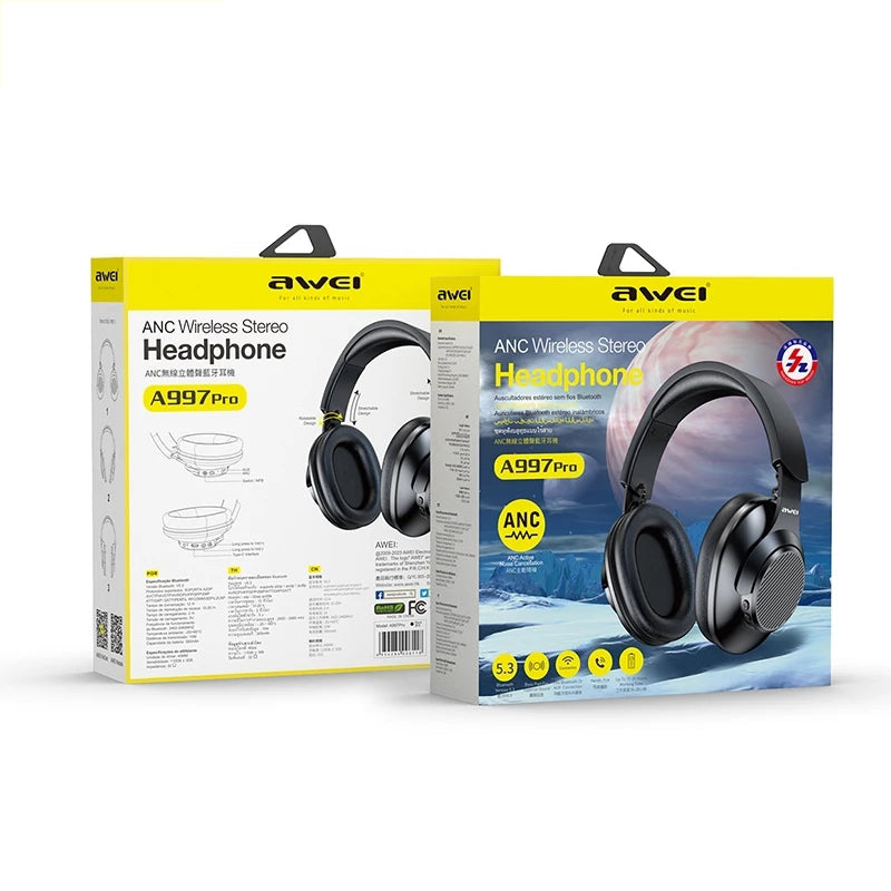 AWEI Pro Active Noise Reduction Wireless Headset - Black
