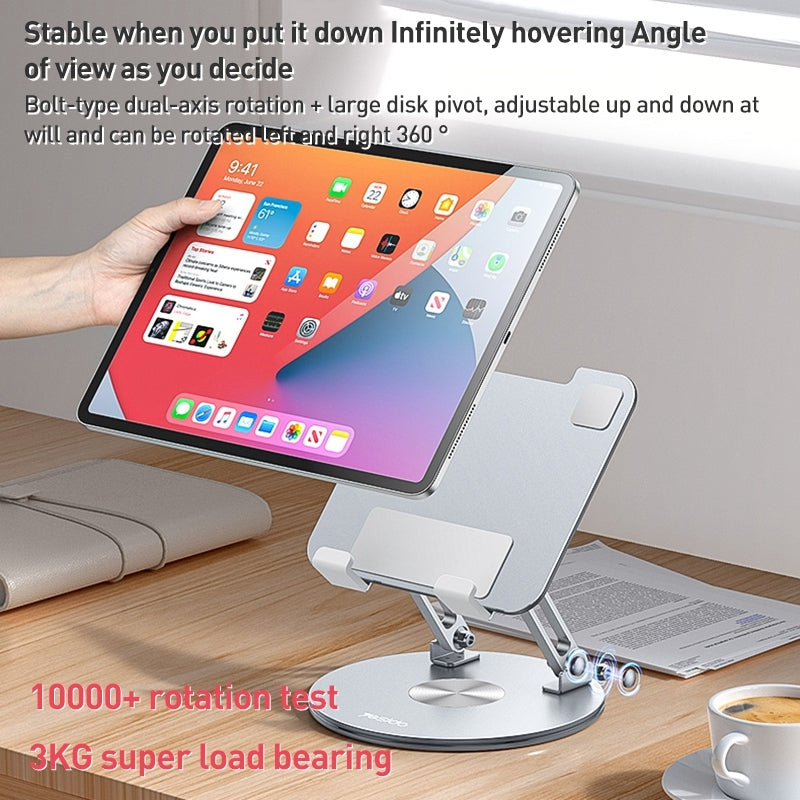 Yesido 360 Rotating Foldable Laptop & Tablet Desk Stand - Silver Yesido 360 Rotating Foldable Laptop & Tablet Desk Stand - Silver