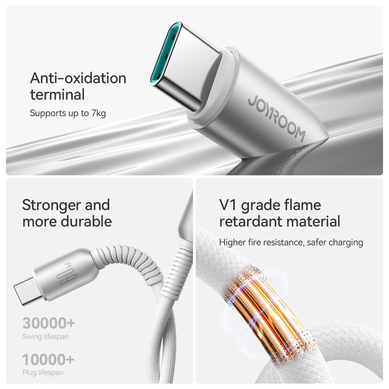 JOYROOM 60W Fast Charging Cable Type C to Type C 1.2m - White JOYROOM 60W Fast Charging Cable Type C to Type C 1.2m - White
