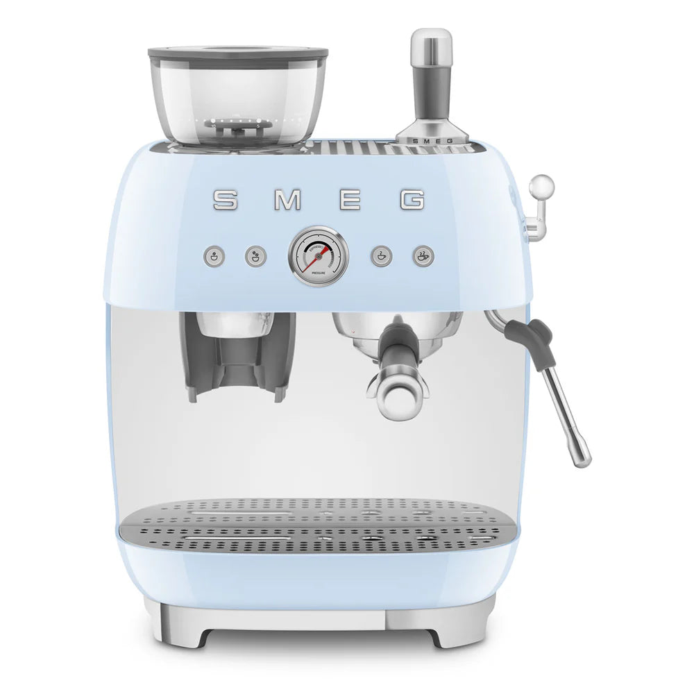 Smeg Manual Espresso Coffee Machine with Grinder 50's Style – Pastel Blue | EGF03PB
