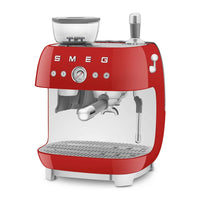 Smeg Manual Espresso Coffee Machine with Grinder 50's Style – Red | EGF03RD