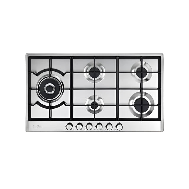 Elba 90 cm Gas Hob, 5 Burners, Italian Stainless Steel Elba 90 cm Gas Hob, 5 Burners, Italian Stainless Steel
