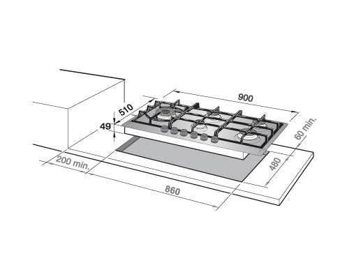 Elba 90 cm Gas Hob, 5 Burners, Italian Stainless Steel Elba 90 cm Gas Hob, 5 Burners, Italian Stainless Steel