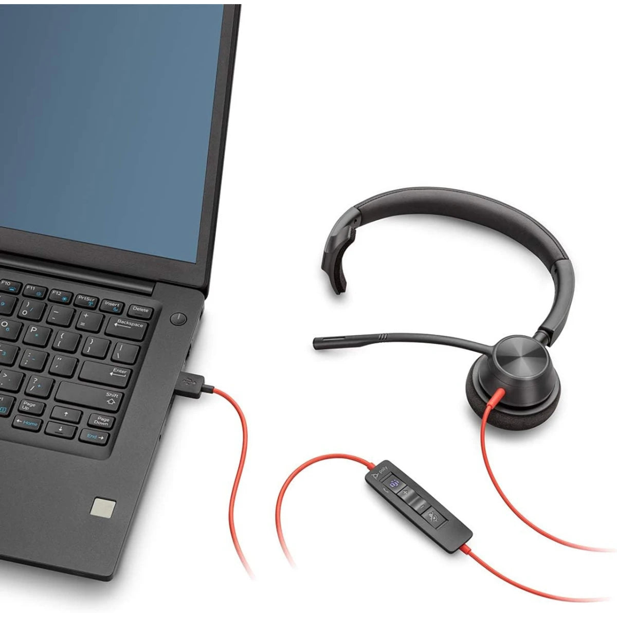 Poly Blackwire 3310 Mono USB-C Headset – Noise-Canceling Mic, SoundGuard, USB-C/A Adapter
