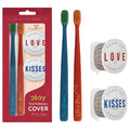 Flipper - 2-in-1 Toothbrush With Cover for Couple - Blue & Red