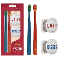 Flipper - 2-in-1 Toothbrush With Cover for Couple - Blue & Red