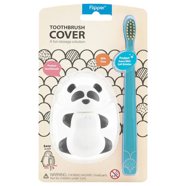 Flipper - Fun Animal Toothbrush With Holder for Kids - Panda (Colour May Vary)
