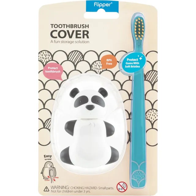 Flipper - Fun Animal Toothbrush With Holder for Kids - Panda (Colour May Vary)