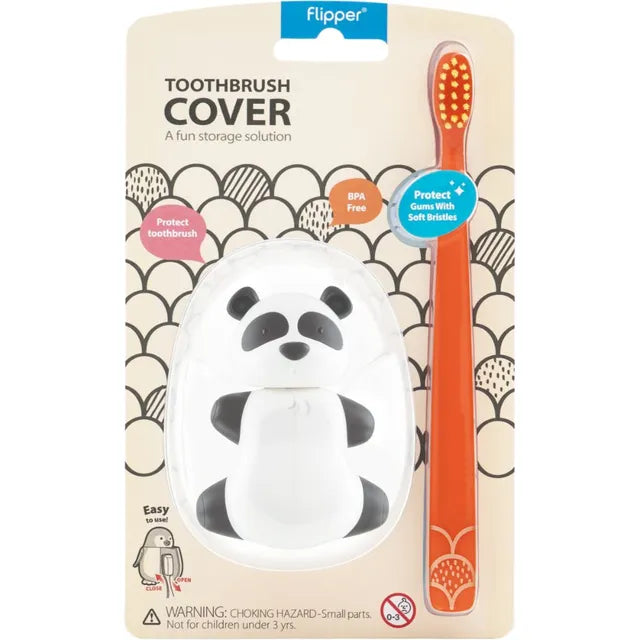 Flipper - Fun Animal Toothbrush With Holder for Kids - Panda (Colour May Vary)