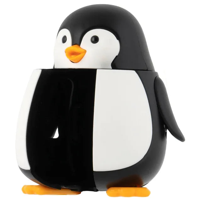 Flipper Fun Animal Toothbrush with Holder for Kids - Penguin (Self-Opening Cover)