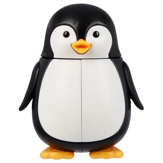 Flipper Fun Animal Toothbrush with Holder for Kids - Penguin (Self-Opening Cover)