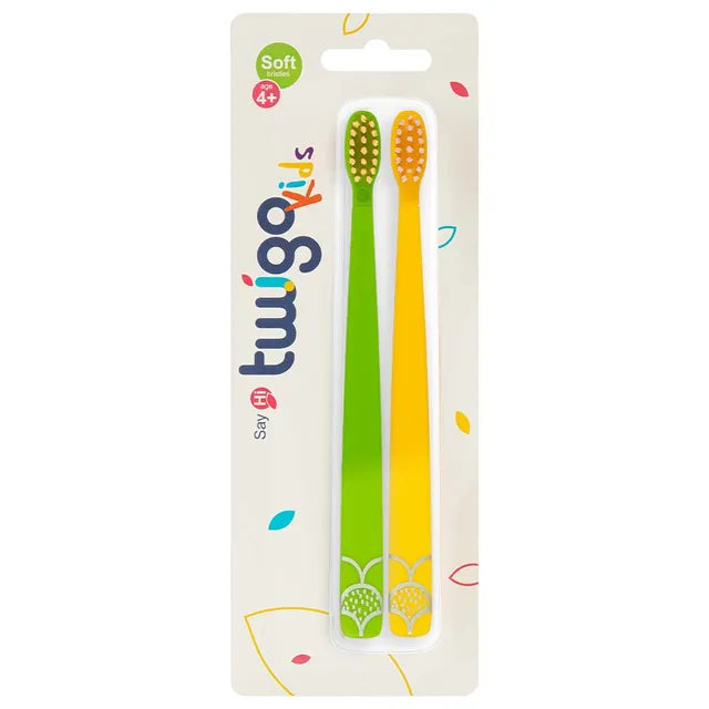فرشاة أسنان Flipper Twigo للأطفال 2 في 1 | أخضر/أصفر