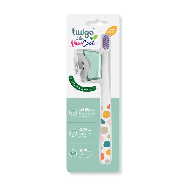 فرشاة أسنان Flipper Twigo مع غطاء | أخضر جبلي