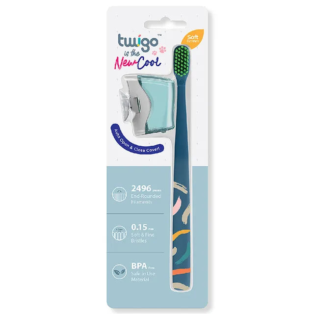 فرشاة أسنان Flipper Twigo مع غطاء | أزرق محيطي
