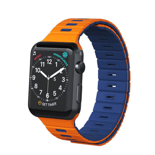 حزام معصم مغناطيسي (فقط الحزام) لجهاز Apple Watch (42/44/45mm) من Goui - برتقالي وأسود
 