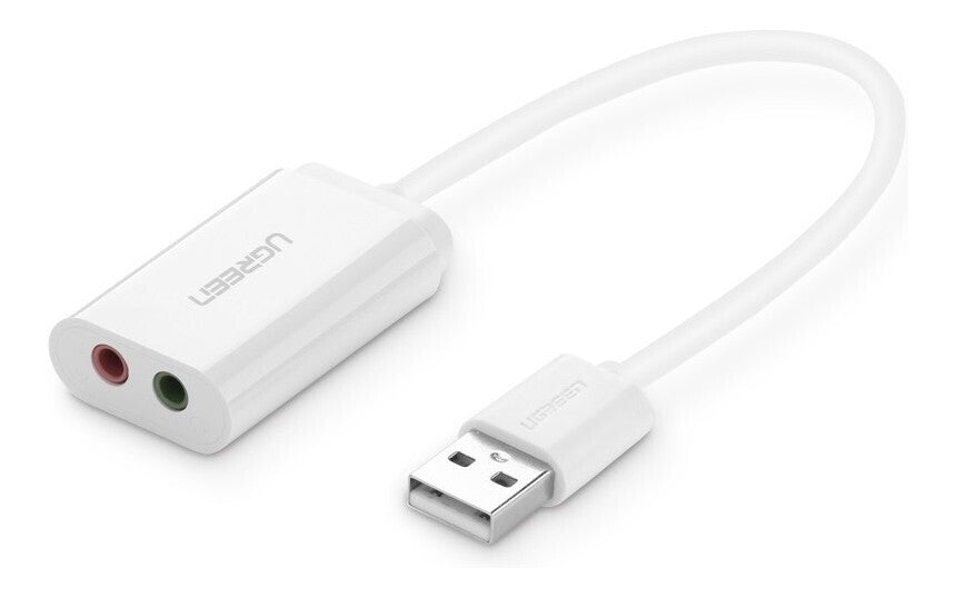 UGREEN 30143 USB 2.0 External 3.5mm Sound Card Adapter - White UGREEN 30143 USB 2.0 External 3.5mm Sound Card Adapter - White