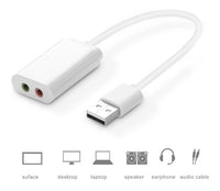 UGREEN 30143 USB 2.0 External 3.5mm Sound Card Adapter - White