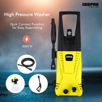 Geepas GCW19027 High Pressure Washer 135BAR 3000W | Powerful Cleaning Machine