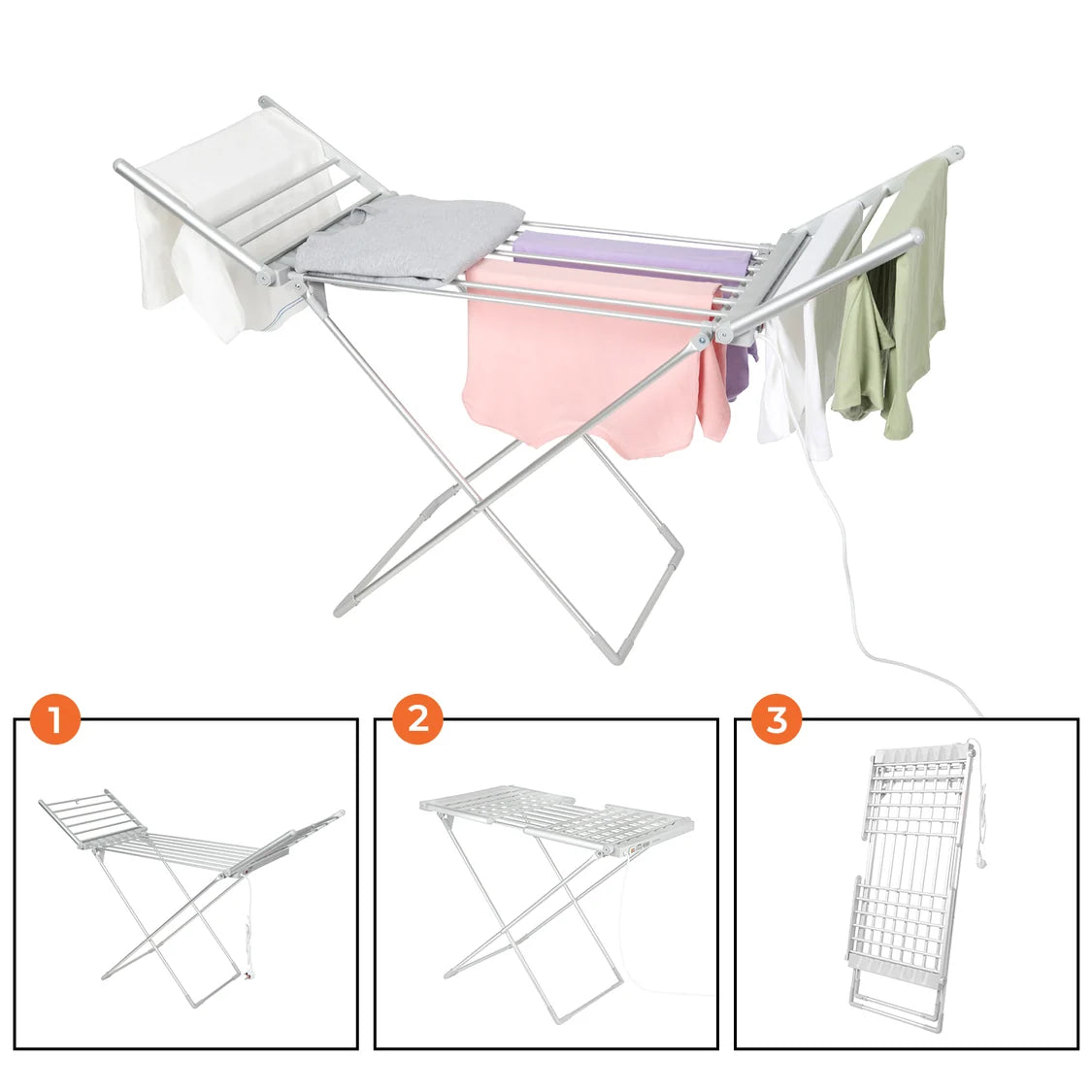 Geepas 230W Electric Cloth Dryer, 15kg Capacity, Foldable, White GDR63059UK