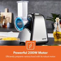 Geepas GSM63022UK 4-in-1 Salad Maker – 200W, Stainless Steel, 4 Cones, Shred, Slice, Grind & Mash, 2-Year Warranty