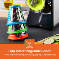 Geepas GSM63022UK 4-in-1 Salad Maker – 200W, Stainless Steel, 4 Cones, Shred, Slice, Grind & Mash, 2-Year Warranty