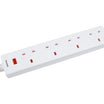 Geepas 4-Gang Extension Lead, 2990W, 5m Cable, White GES58146