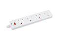 Geepas 4-Gang Extension Lead, 2990W, 5m Cable, White GES58146