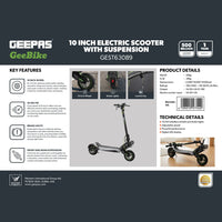 Geepas GeeBike 10" Foldable Electric Scooter, 45km/h, Black GEST63089
