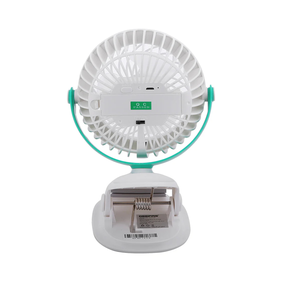Geepas Rechargeable 2-in-1 Clip & Desk Fan, 36-LED Light, 7H Runtime, 1200mAh GF21137