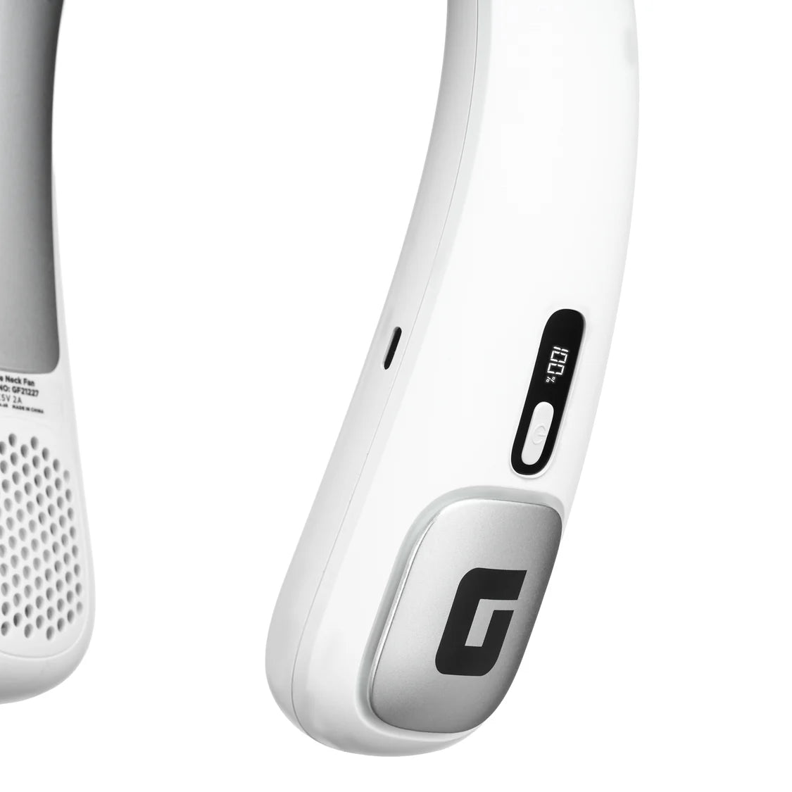 Geepas Rechargeable Portable Neck Fan with Digital Display, 3 Speeds, 6H Runtime, White GF21227