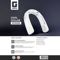 Geepas Rechargeable Cool Collar Neck Fan, 3 Speeds, 12H Runtime, White GF21229