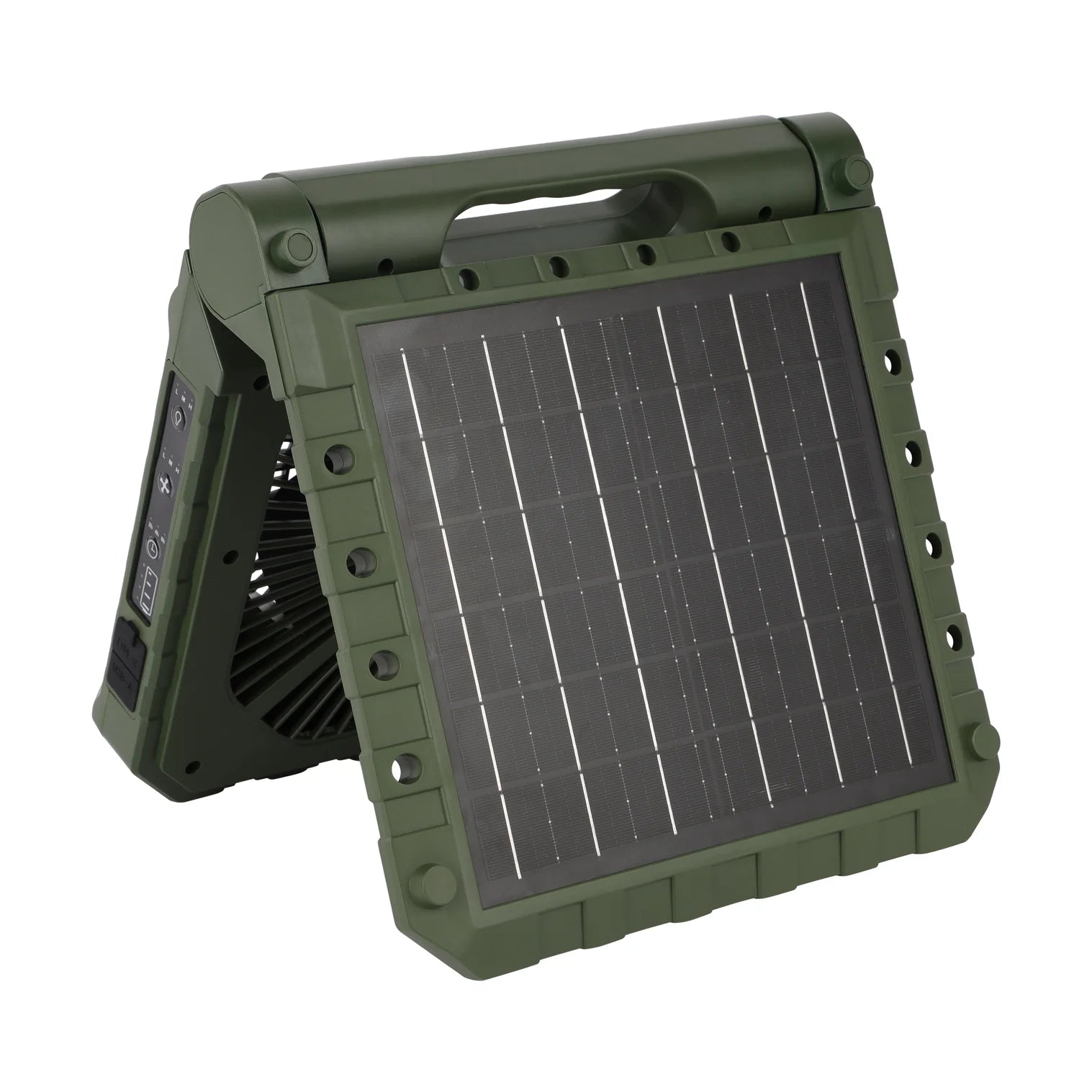 Geepas GF21233 8 Inch Rechargeable Solar Fan – 10000mAh | Remote Control | LED Light | Power Bank | Home & Outdoor