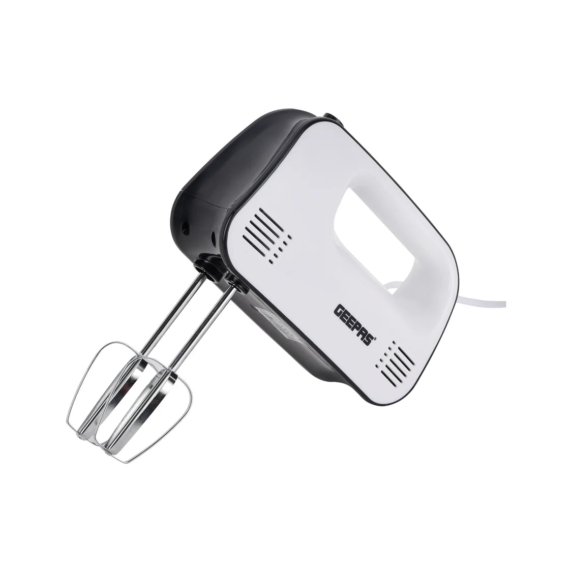 Geepas 150W Hand Mixer, 3 Speeds, Overheat Protection, Black/White GHM43030