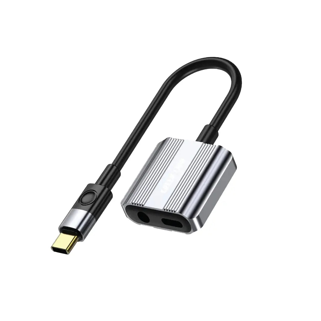 Green Lion 2-in-1 Type-C Splitter to AUX & Charging | Grey Green Lion 2-in-1 Type-C Splitter to AUX & Charging | Grey