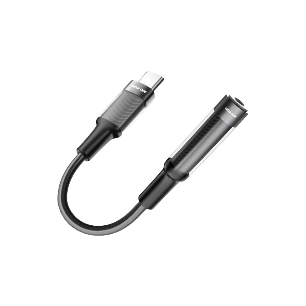 Green Lion Earphone Adapter USB-C to 3.5 Aux 12CM - Black Green Lion Earphone Adapter USB-C to 3.5 Aux 12CM - Black
