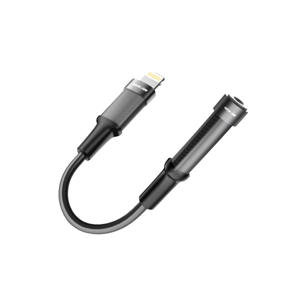 Green Lion Earphone Adapter Lightning to 3.5 Aux 12CM - Black Green Lion Earphone Adapter Lightning to 3.5 Aux 12CM - Black